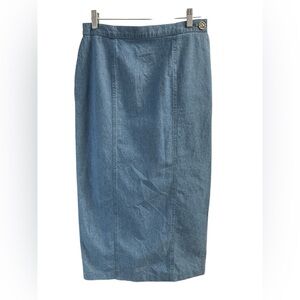 Denim vintage midi pencil skirt